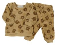 Hnědé chlupaté pyžamo s medvědy Ergee