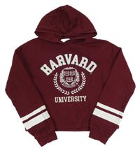 Vínová crop mikina s nápisem a kapucí C&A