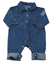 Modrý riflový kalhotový overal s límečkem 