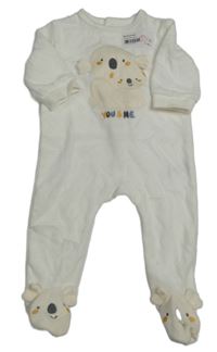 Bílý sametový overal s koalami 