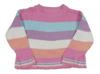 Růžovo-modro-fialovo-bílý pruhovaný svetr Nutmeg