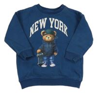 Tmavomodrá mikina s medvědem a nápisem F&F