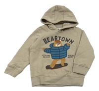 Béžová mikina s medvědem a kapucí C&A