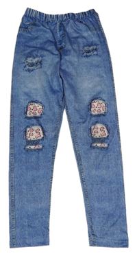 Modré legíny riflové vzhledu 