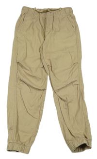 Béžové plátěné cuff kalhoty H&M
