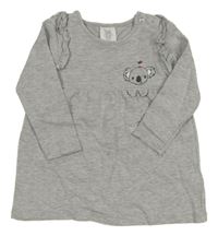 Šedé melírované teplákové šaty s koalou Pocopiano