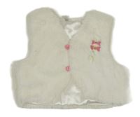 Bílá podšitá kožešinová vesta s výšivkou 