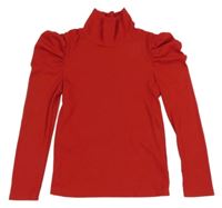 Červené žebrované triko s rolákem shein