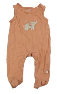 Broskvové dupačky se slonem 