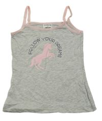 Šedá melírovaná košilka s jednorožcem Alive