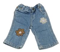 Světlemodré rifle s květinami 