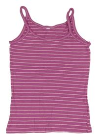 Růžový pruhovaný žebrovaný top 