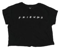 Černé crop tričko s nápisem - F.R.I.E.N.D.S New Look