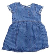 Modro-barevné pruhované riflové šaty s kapsou Next