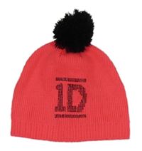 Neonově růžovo-černá čepice s bambulí - One Direction 