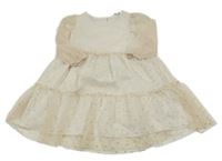 Smetanové puntíkaté tylové šaty H&M