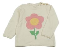 Smetanový svetr s květem H&M