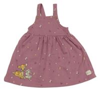 Fialové květované laclové teplákové šaty s Bambim a Dupíkem Disney