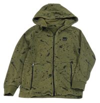 Khaki-černá propínací mikina s fleky a kapucí George