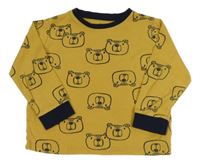 Hořčicovo-tmavomodré pyžamové triko s medvídky F&F