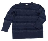 Tmavomodrý třpytivý pruhovaný svetr GAP