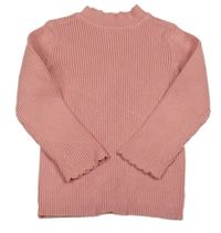 Růžový žebrovaný lehký svetr Nutmeg
