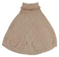 Světlerůžové pletené pončo s límečkem Tu