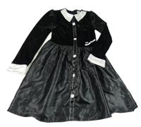 Kostým - Černé sametové šaty s límečkem - Wednesday 