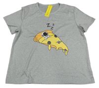 Nové - Šedé pyžamové tričko s pizzou Shein