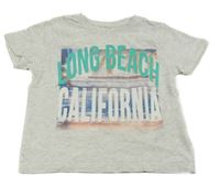 Světlešedé tričko s potiskem a nápisy Primark