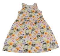 Růžovo-barevné květované šaty s kočičkami H&M