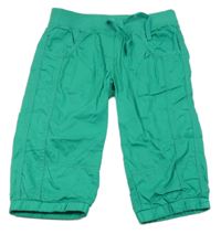 Zelené plátěné capri kalhoty s úpletovým pasem C&A