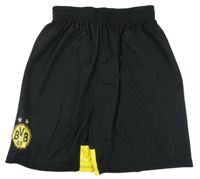 Černo-žluté sportovní kraťasy s potiskem 