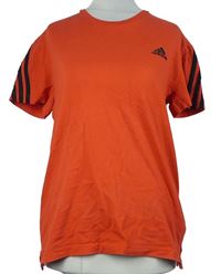 Dámské červené tričko s pruhy Adidas 