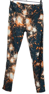 Dámské petrolejovo-oranžové vzorované sportovní legíny Sweaty Betty 