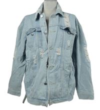 Dámská světlemodrá riflová oversized bunda s prošoupáním Shein