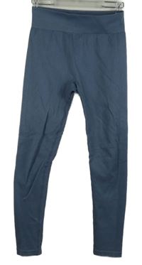 Dámské modrošedé žebrované sportovní legíny 