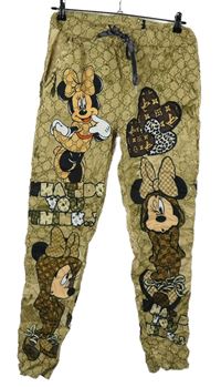 Dámské béžové vzorované teplákové kalhoty s Minnie 