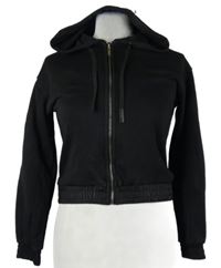 Dámská černá propínací crop mikina s kapucí 