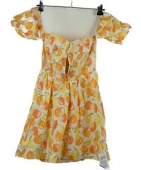 Nové - Dámské žluto-oranžové plátěné šaty s ovocem Miss Selfridge 