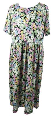 Dámské černo-barevné květované midi šaty TU