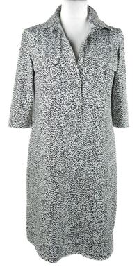 Dámské bílo-hnědé vzorované košilové šaty 