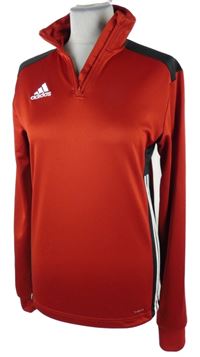 Pánská červeno-černá sportovní funkční mikina s pruhy Adidas 