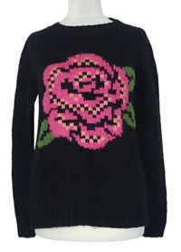 Dámský černý svetr s květinou F&F