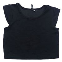 Černé žebrované crop tričko YD