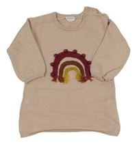 Světlerůžové pletené šaty s duhou F&F