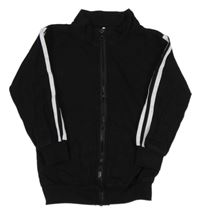 Černá propínací mikina s pruhy 