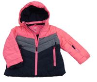 Neonově růžovo-tmavomodrá šusťáková zimní bunda s kapucí Kiki&Koko