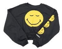Antracitová crop mikina se smajlíkem H&M