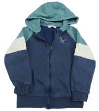 Tmavomodro-modro-šedá propínací mikina s dinem a kapucí C&A